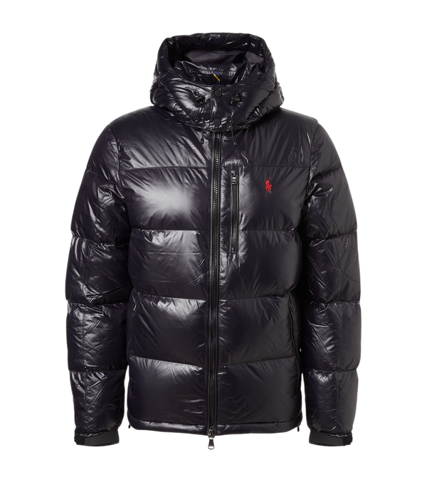 Polo Ralph Lauren down fill detatchable hood glossy puffer jacket in black